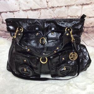 Elliott Luca Estella Patent Leather Black Large Hobo Satchel